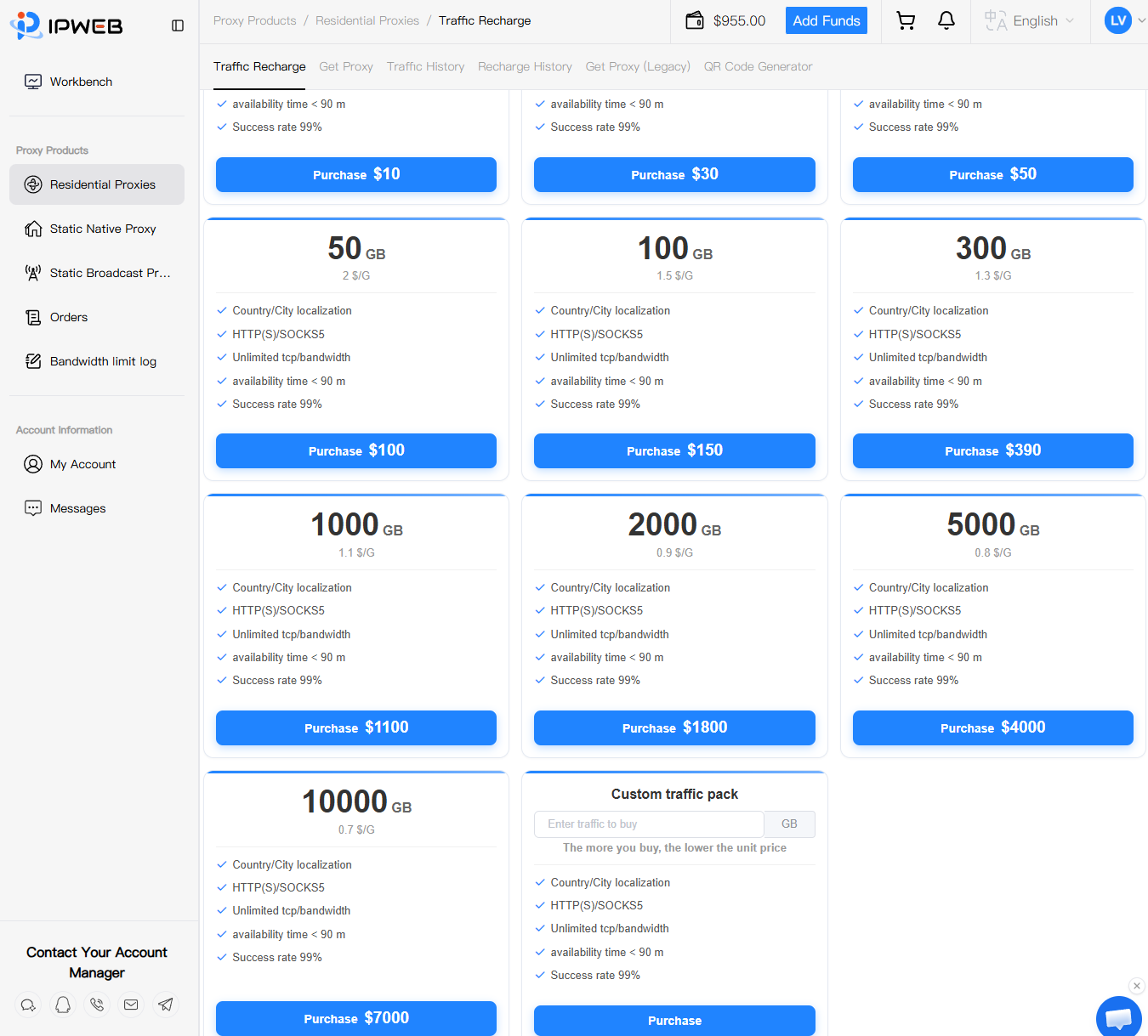 Traffic top-up page