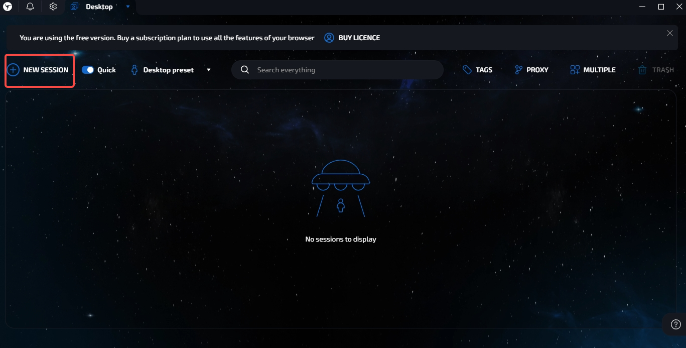 Create a browser session in Linken Sphere