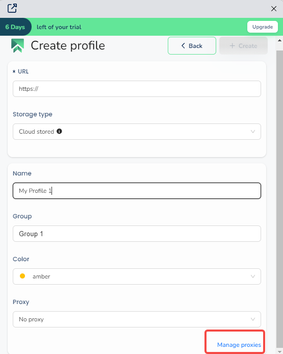 Open proxy management in SessionBox