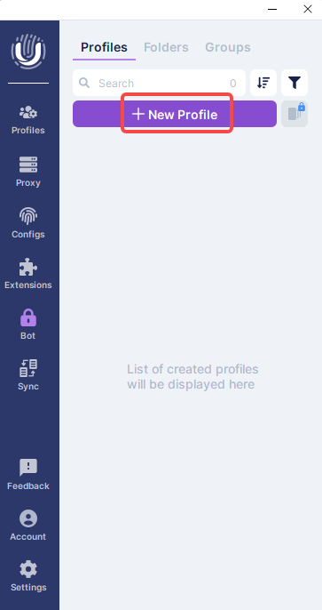 Create a new browser profile in Undetectable