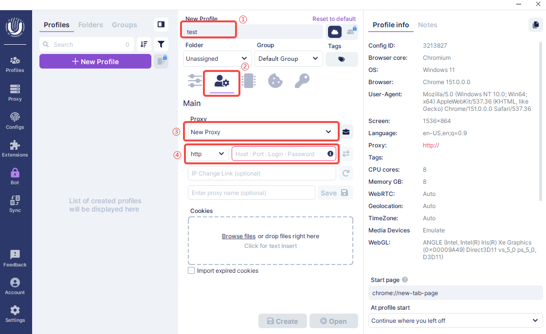 Enter IPWeb proxy details in Undetectable
