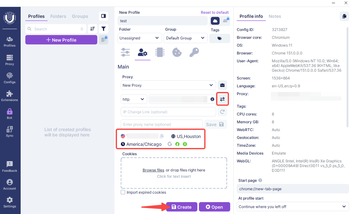 Check the IPWeb proxy connection in Undetectable