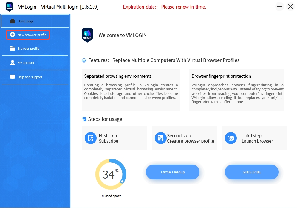 Create a new browser profile in VMLogin