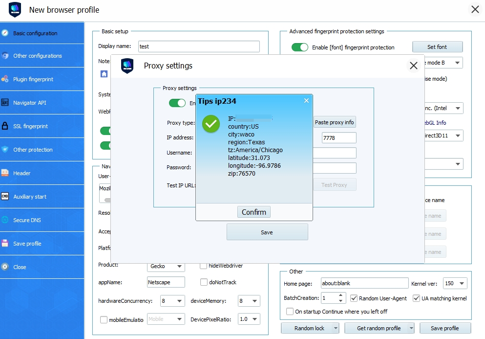 Test the IPWeb proxy in VMLogin