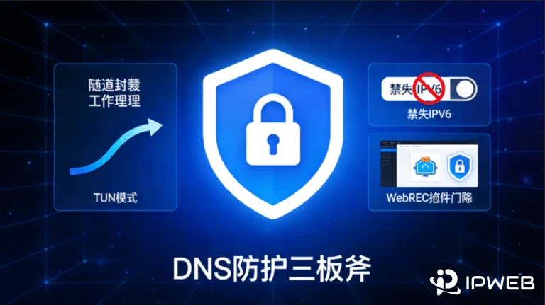 防止dns泄漏 + 文章封面图展示 TUN 模式、禁用 IPv6 和 WebRTC 插件三板斧概念