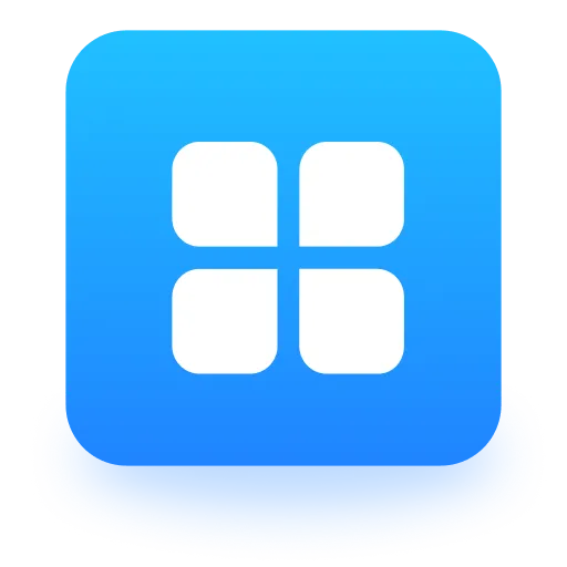 代表网格视图或多窗口功能的图标，由四个白色小方块组成，置于蓝色渐变背景中。