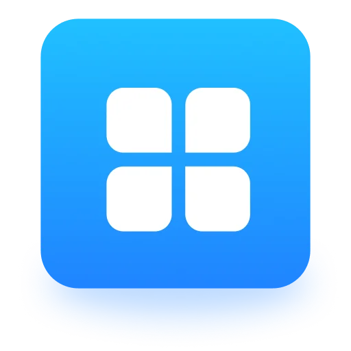 代表网格视图或多窗口功能的图标，由四个白色小方块组成，置于蓝色渐变背景中。