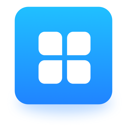 代表网格视图或多窗口功能的图标，由四个白色小方块组成，置于蓝色渐变背景中。
