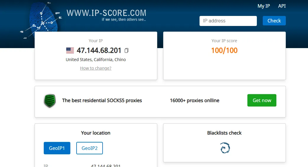 IP评分仪表板显示风险分析
