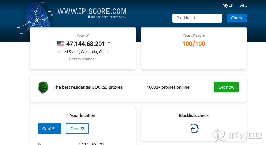 IP评分仪表板显示风险分析