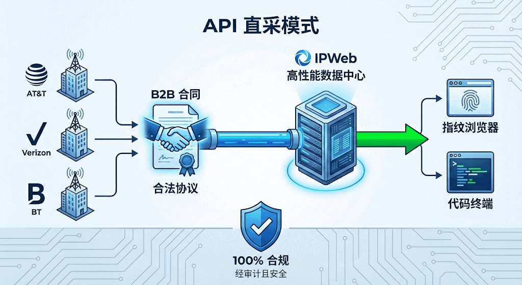API 直采模式图解：从 ISP 运营商到 IPWeb 服务器的合规链路