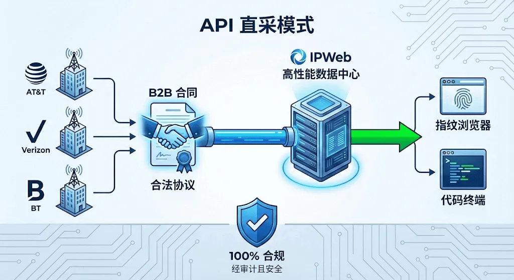 API 直采模式图解：从 ISP 运营商到 IPWeb 服务器的合规链路