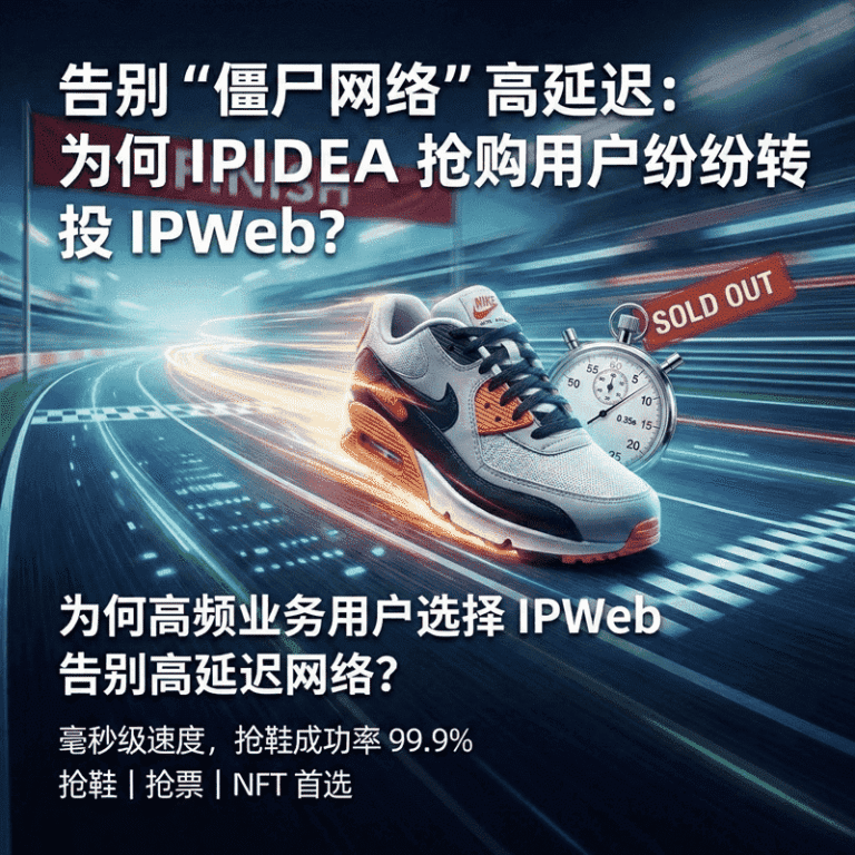 告别僵尸网络高延迟，IPWeb 原生 ISP 代理助力 Nike SNKRS 抢购实现毫秒级响应。