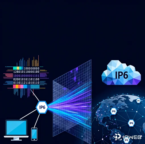 一张关于IPv6的科技感插画。