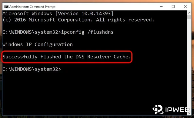 Windows命令提示符执行ipconfig flushdns清理DNS缓存示例