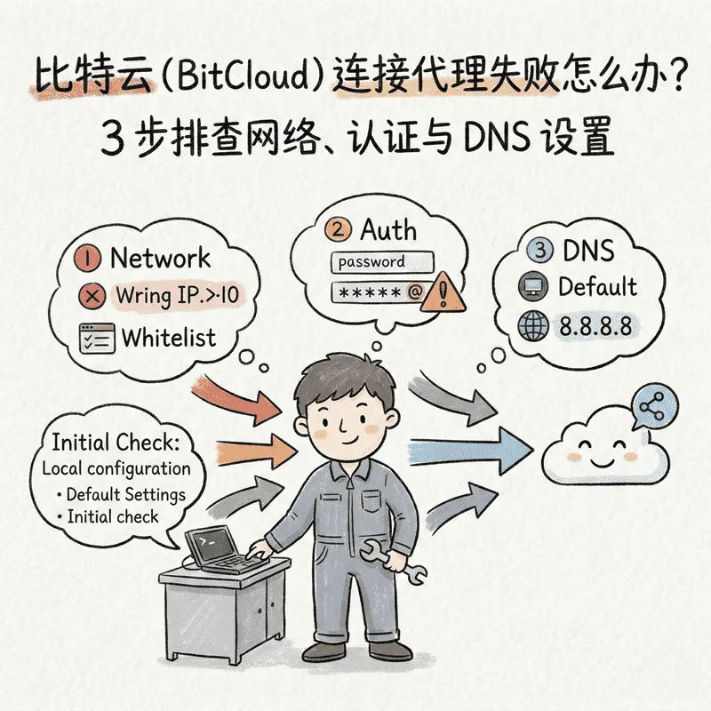 比特云(BitCloud)代理连接失败排查指南，3步解决网络、认证和DNS设置问题