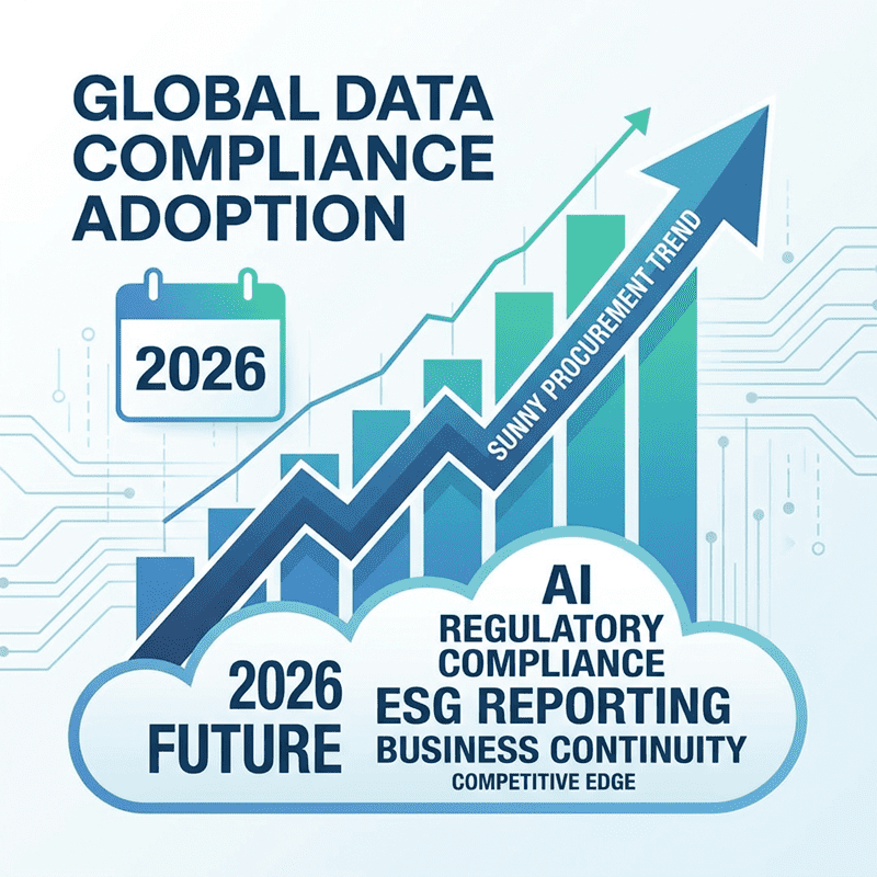 数据采集阳光采购战略示意图，展示企业从灰色地带向 100% 合规供应链转型的未来趋势