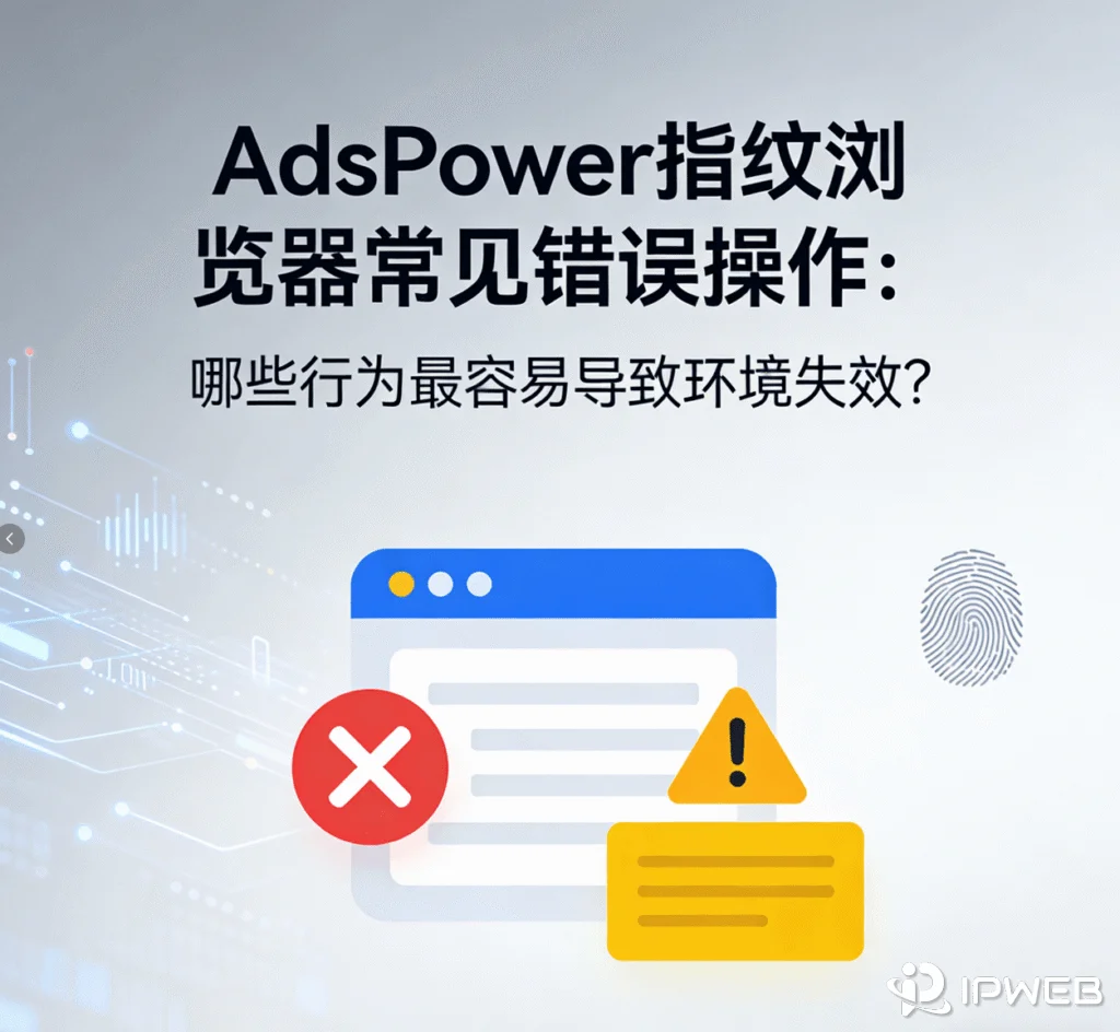 AdsPower指纹浏览器常见错误操作警示图。