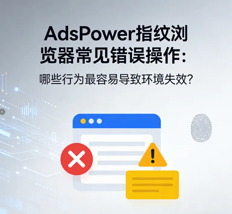 AdsPower指纹浏览器常见错误操作警示图。