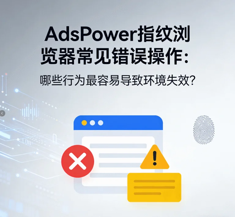 AdsPower指纹浏览器常见错误操作警示图。