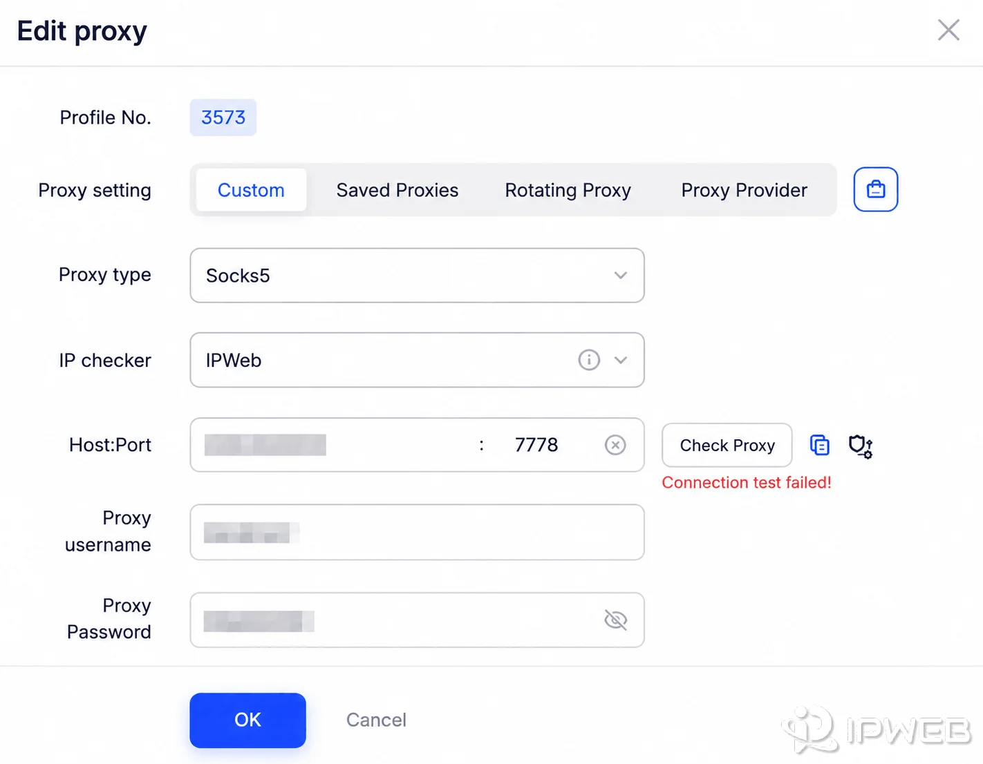 AdsPower Check Proxy 显示 Connection test failed 代理连接测试失败