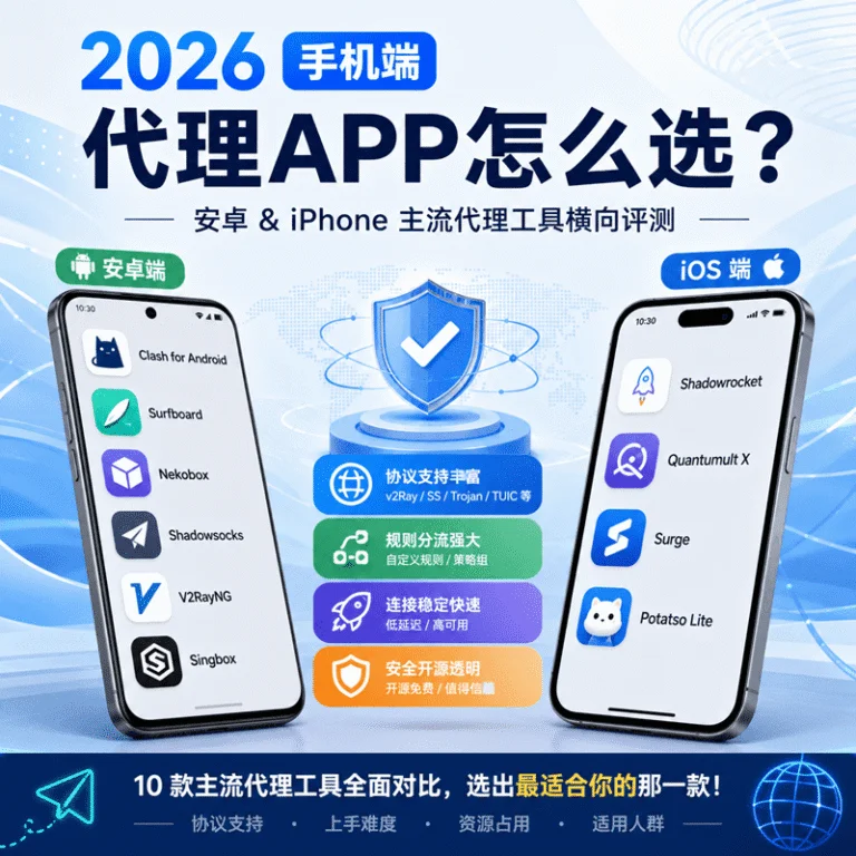 安卓和 iPhone 手机上代理工具选择与对比