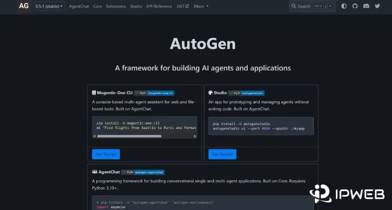 AutoGen 官网首页截图占位图