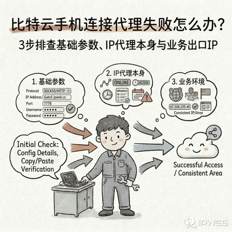 比特云手机连接代理失败怎么办？3 步排查常见问题