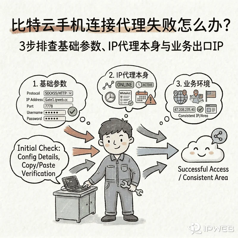 比特云手机连接代理失败怎么办？3 步排查常见问题