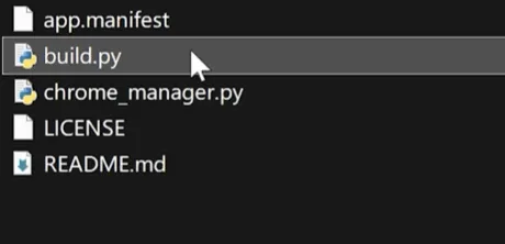 ZIP 文件解压到桌面后可以看到项目中的所有文件和 build.py