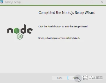 Node.js 安装完成后的 Windows 安装向导界面示意图