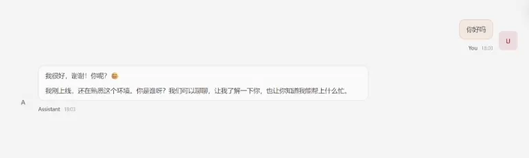 OpenClaw 本地网页端界面和简单对话测试的示意图