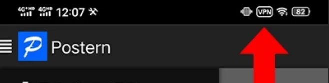 Postern启动VPN后状态栏显示VPN图标