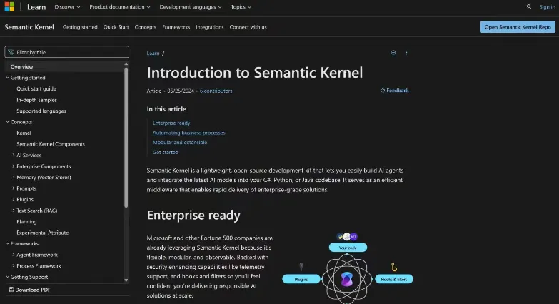 Semantic Kernel 官网首页截图占位图