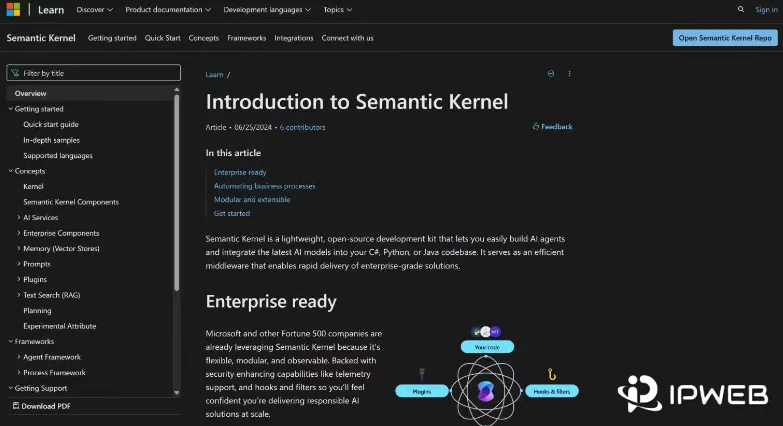 Semantic Kernel 官网首页截图占位图