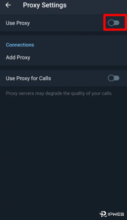 Telegram开启Use Proxy开关并点击添加代理示例图
