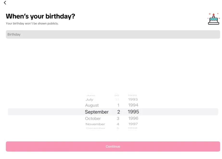 TikTok填写生日及密码昵称设置流程