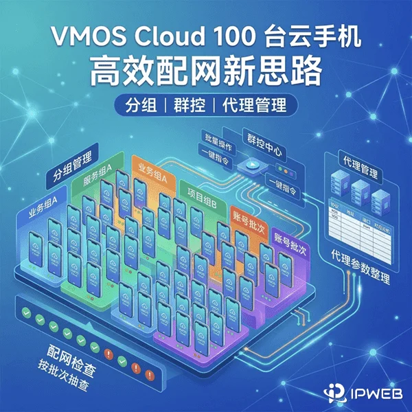 VMOS Cloud 100 台云手机怎么配网？批量分组、群控与代理管理