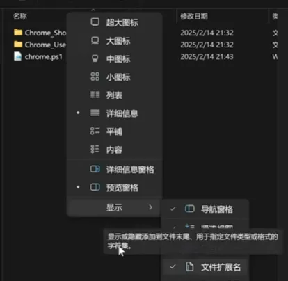 Windows 资源管理器中勾选显示文件扩展名