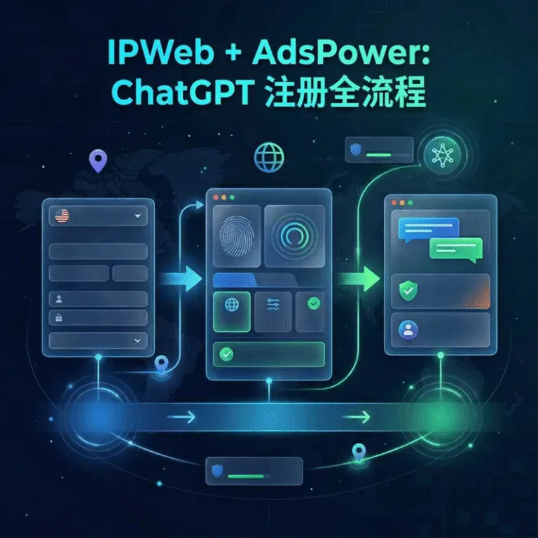 IPWeb 代理 IP、AdsPower 浏览器环境配置与 ChatGPT 注册流程