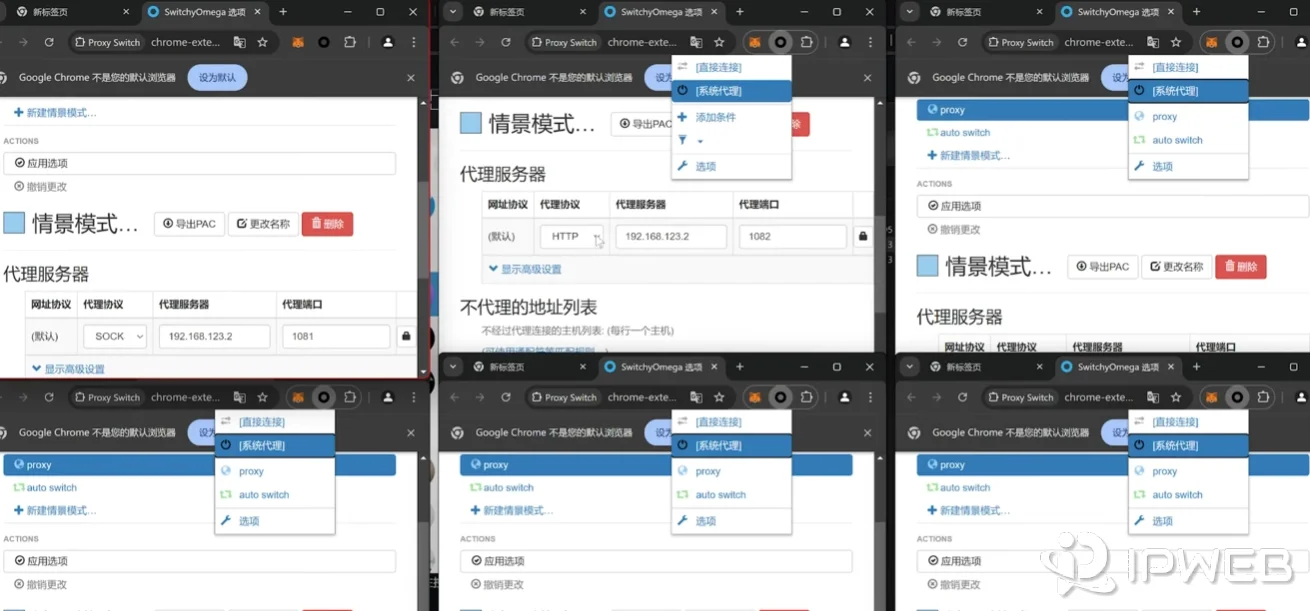 在多个独立 Chrome 实例中分别配置代理插件和代理端口