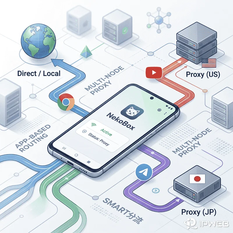 NekoBox 进阶配置指南：安卓端分应用代理与多节点路由分流