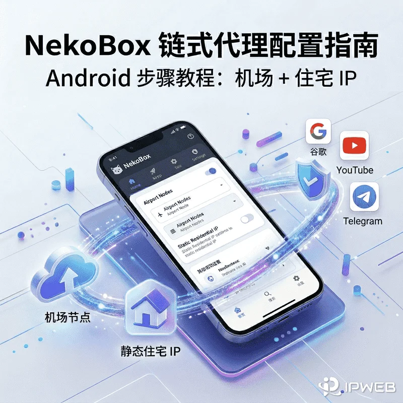 安卓 NekoBox 链式代理配置教程：机场节点搭配静态住宅 IP