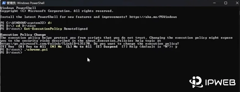 在 Windows PowerShell 中执行 chrome.ps1 脚本生成多个 Chrome 快捷方式