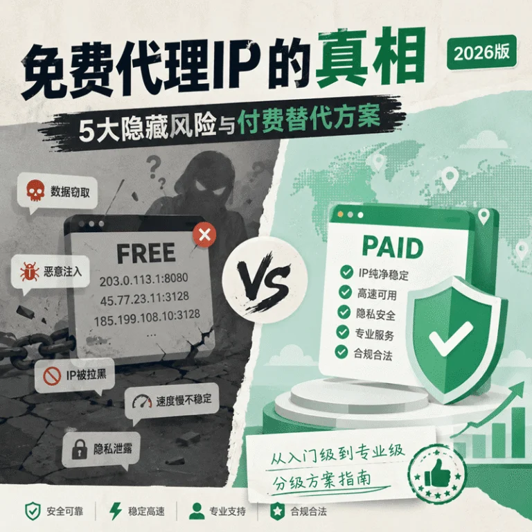 免费代理IP的真相：5大隐藏风险与付费替代方案（2026版）