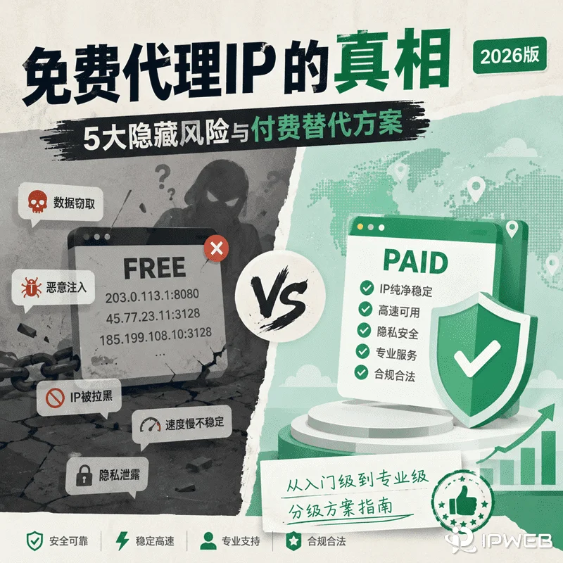 免费代理IP的真相：5大隐藏风险与付费替代方案（2026版）
