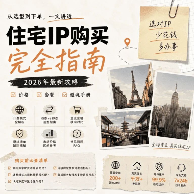住宅IP购买指南：计费、选型与实操购买，一步到位