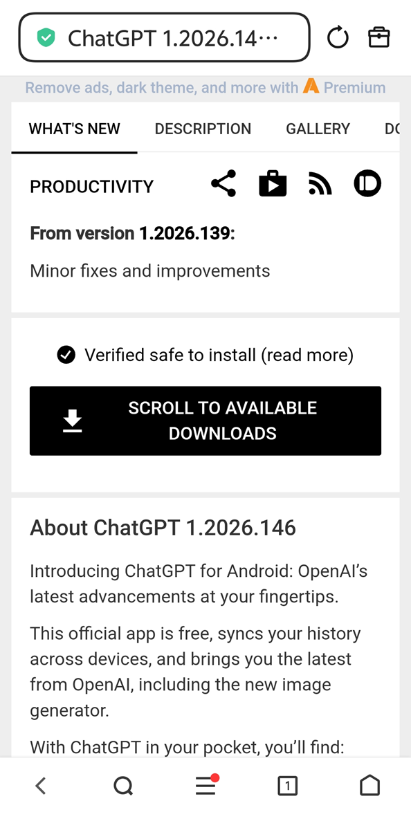第三方 APK 页面中的安装包验证信息示例