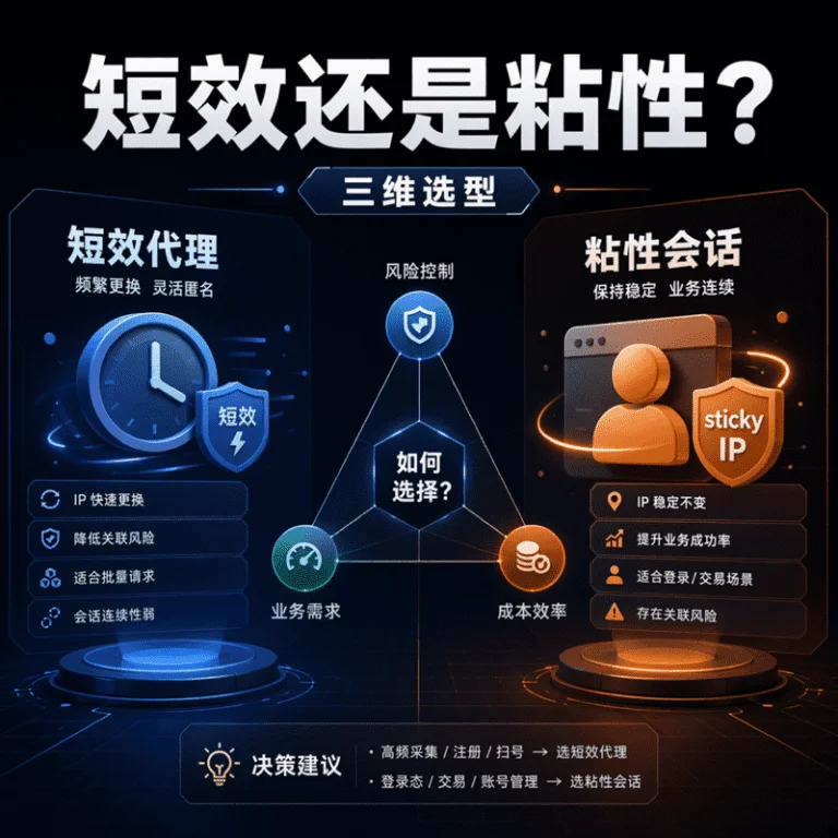 短效代理、粘性会话和静态长效代理怎么选？2026代理选型指南