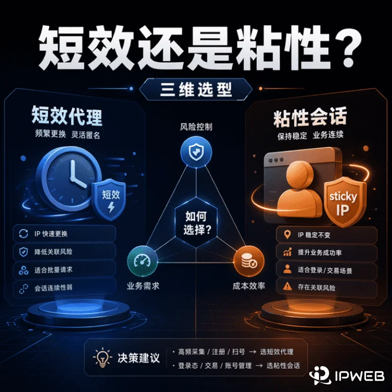 短效代理、粘性会话和静态长效代理怎么选？2026代理选型指南